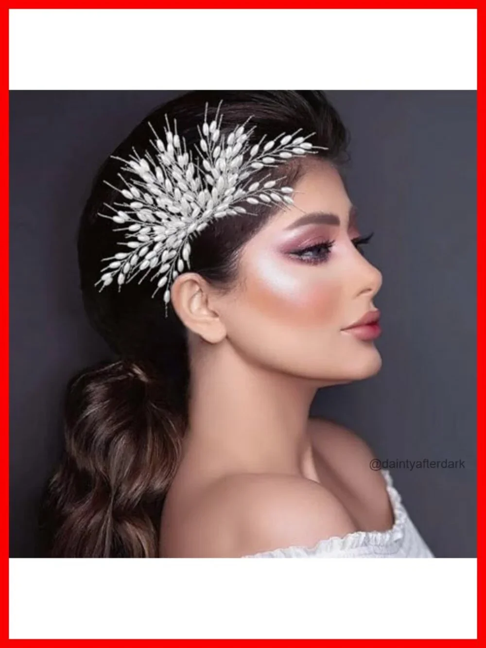 Bridal White Pearl Hair Comb Beaded Headpiece Set with Flexible Silver Wire